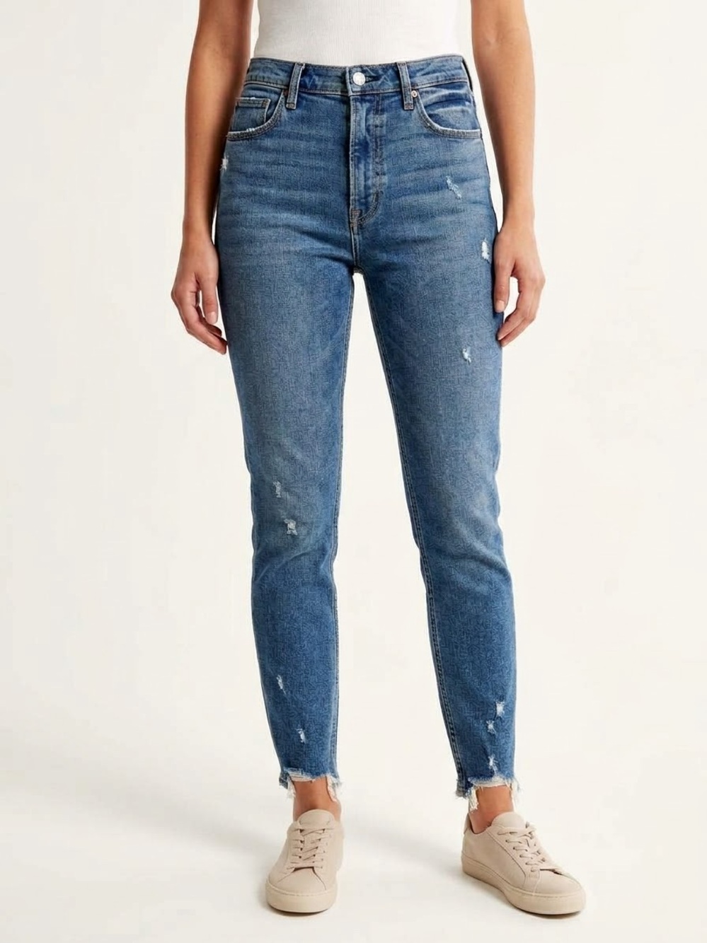 Abercrombie & Fitch Ultra High Rise Ankle Straight Jeans 28 6 R Distressed Blue